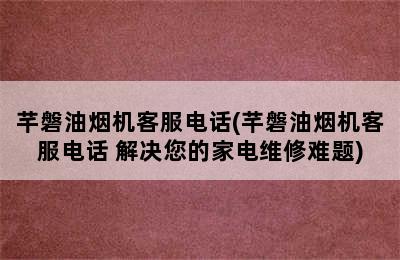 芊磐油烟机客服电话(芊磐油烟机客服电话 解决您的家电维修难题)